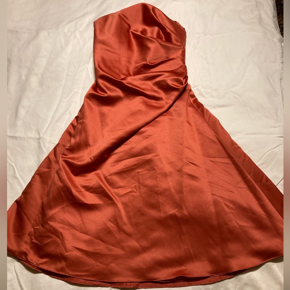 Alfred Angelo women’s coral formal strapless dress, size 2 (unaltered)